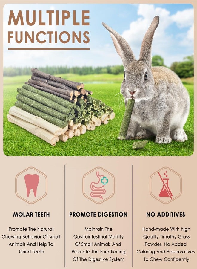 Bissap 60 PCS Rabbit Chew Sticks, Sweet Bamboo Timothy Hay Chew Stick Papaya Stems Apple Branch Bunny Chews for Rabbit Hamster Chinchilla Guinea Pig Small Pet Natural Molar Treats - Image 3