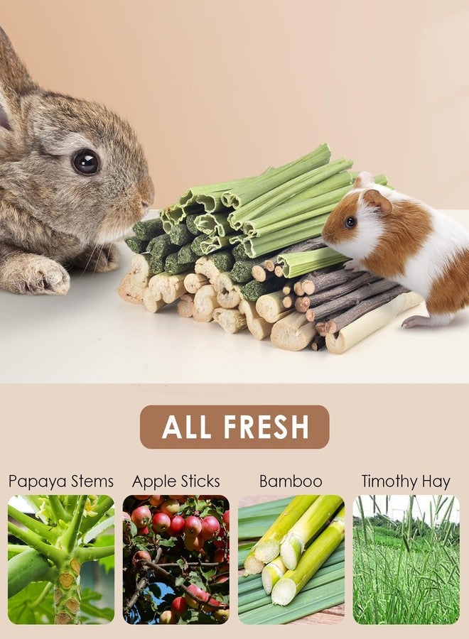 Bissap 60 PCS Rabbit Chew Sticks, Sweet Bamboo Timothy Hay Chew Stick Papaya Stems Apple Branch Bunny Chews for Rabbit Hamster Chinchilla Guinea Pig Small Pet Natural Molar Treats - Image 5