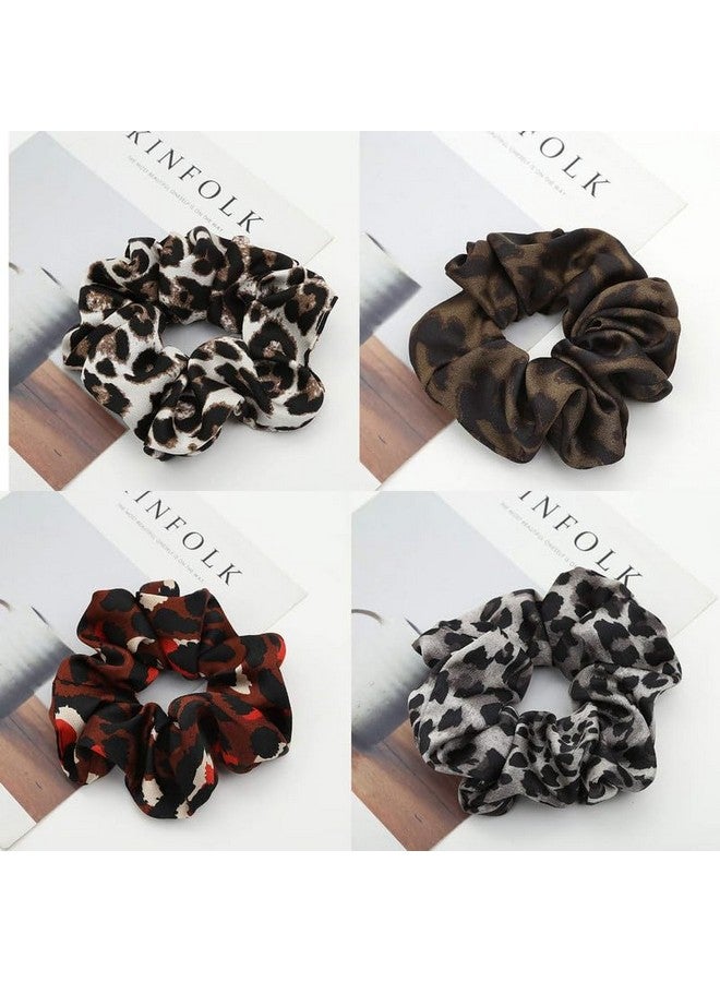 SHIDARA 5 PCS Cheetah Hair Scrunchies 5pcs Big Large Fashion Chiffon Leopard-print Scrunchie Ponytail Scrunchy for Women Landy - Image 3
