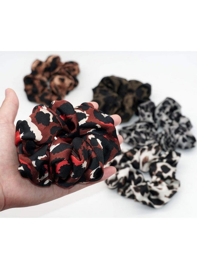 SHIDARA 5 PCS Cheetah Hair Scrunchies 5pcs Big Large Fashion Chiffon Leopard-print Scrunchie Ponytail Scrunchy for Women Landy - Image 4