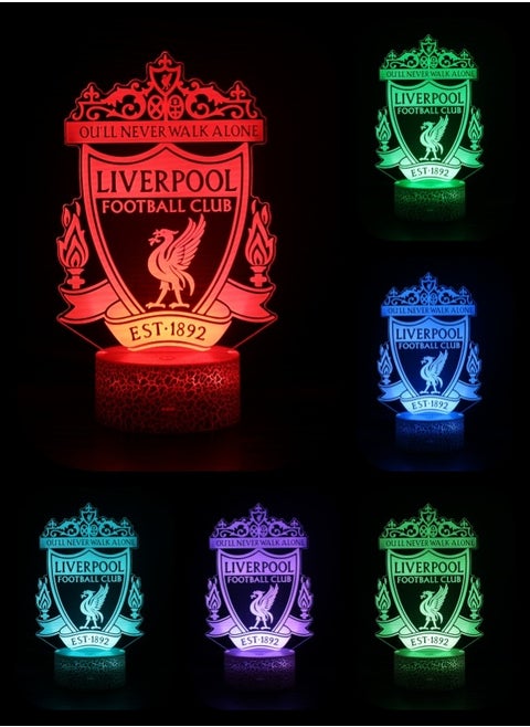 Liverpool 3D Night Light LED Lamp Table Lamp Football Illusion Lamp Remote Control Touch 16 Colors Changing Timer Function Football Gifts Premier League