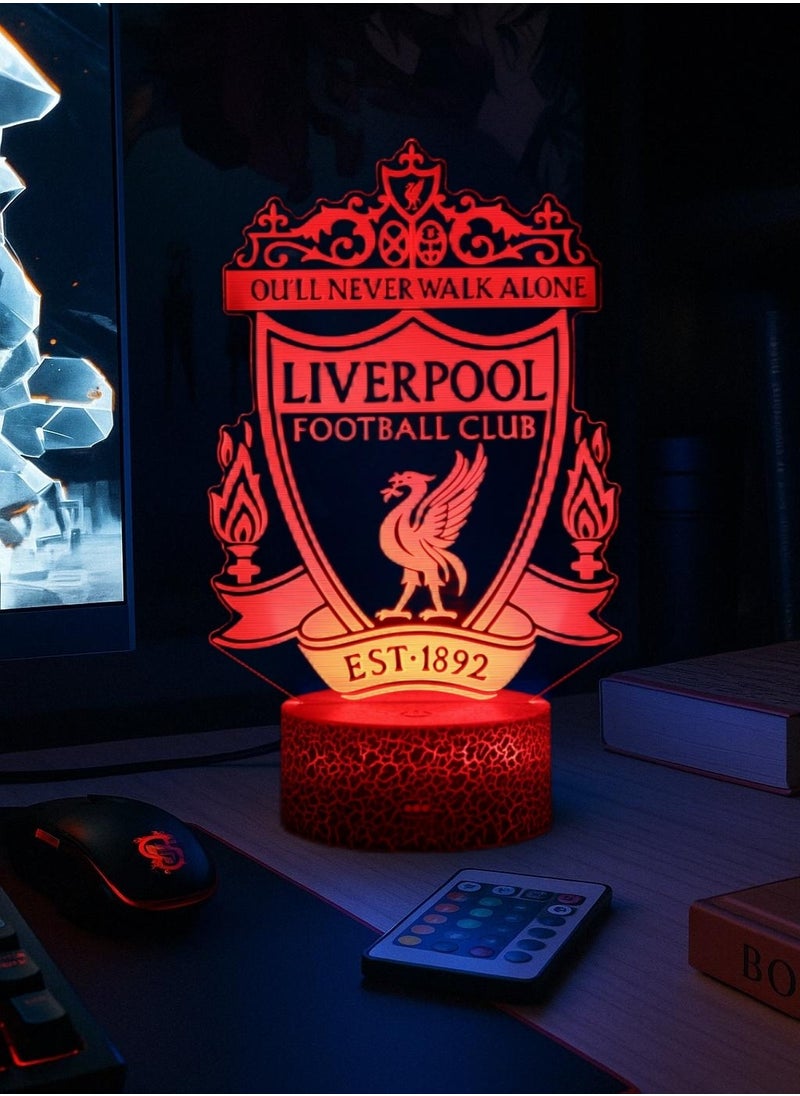 Liverpool 3D Night Light LED Lamp Table Lamp Football Illusion Lamp Remote Control Touch 16 Colors Changing Timer Function Football Gifts Premier League
