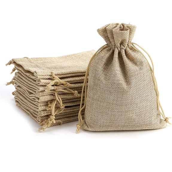 TurtleGrip Jute bags, pouches, Christmas gift bags, Birthday & Party Favor Gift Bag, Return Gifts, Size-4 * 4 inches(10x10 cms) Brown Pack of 30. - Image 1