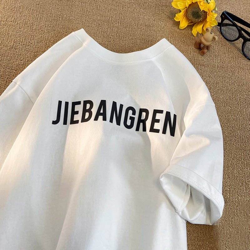 Summer cotton printed short-sleeved T-shirt men's round neck casual all-match Fashion Brand Hong Kong style Japanese sports youth T-shirt - Image 1