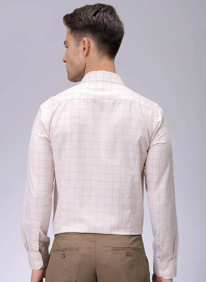 The Indian Garage Co Men Slim Fit Checkered Full Sleeves Cutaway Collar Formal Shirt