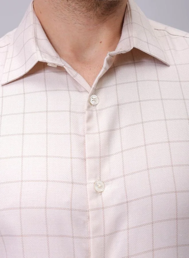 The Indian Garage Co Men Slim Fit Checkered Full Sleeves Cutaway Collar Formal Shirt