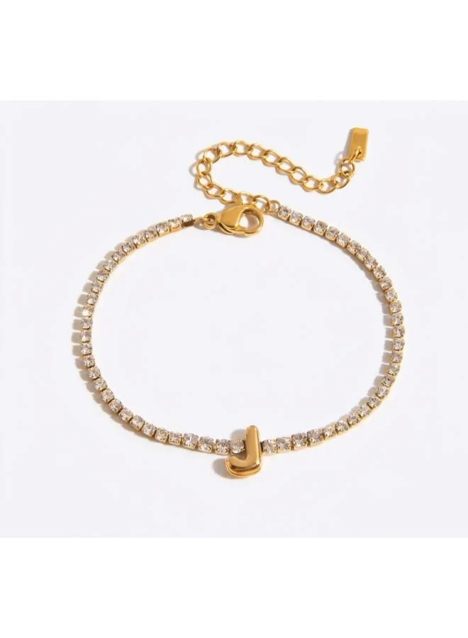 Letter J Initial Tennis Bracelet