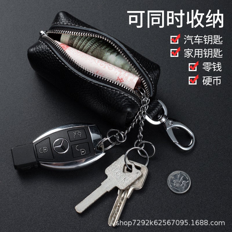 Key Case Large Capacity Real Cowhide Multifunctional Home Car Key Case Soft Leather Change Card Case Simple Key Bag - Image 3