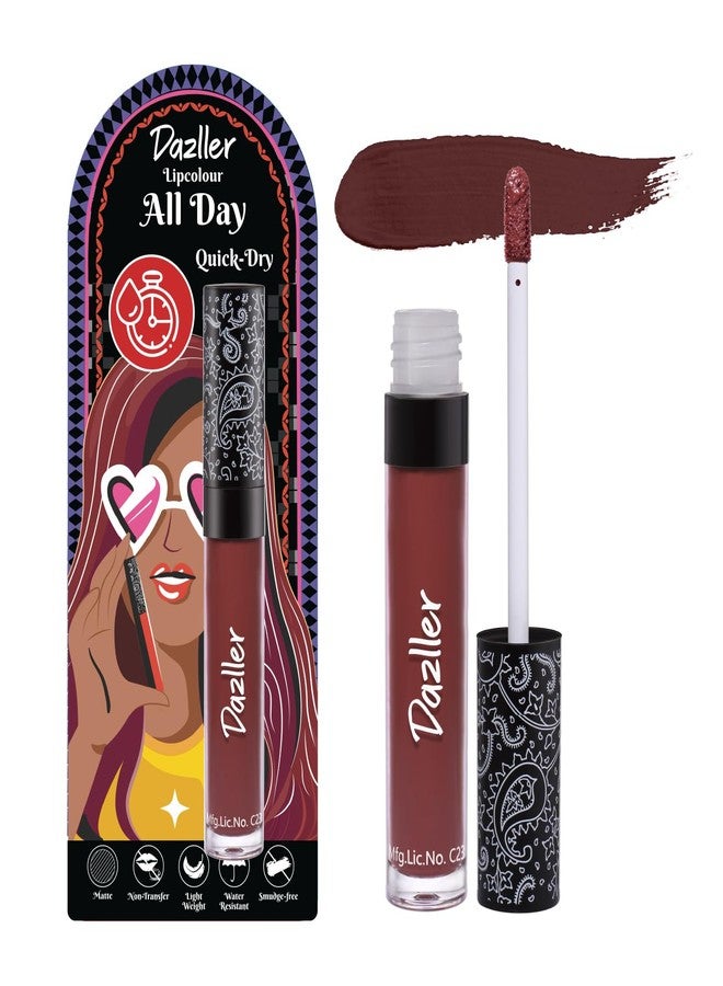Dazller All Day Lipcolour Quick Dry|Moisturizing Kokum Butter|Non-Transfer & Smudge-proof|8hr stay|Liquid Lipstick for Women|QDLC042 Sweet Pixie|6g - Image 1