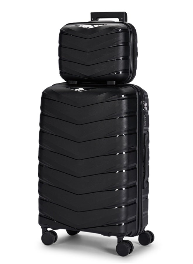 ليمرا طقم شنط سفر مكون من 4 حقائب أمتعة مصنوع من مادة البولي بروبلين المقاومة للكسر لون أسود - Image 5