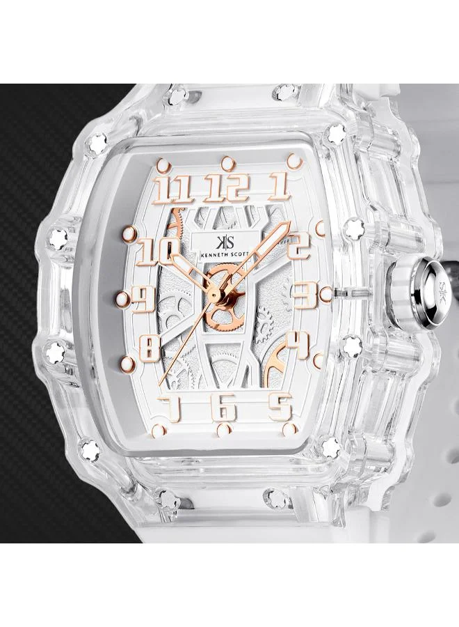 KENNETH SCOTT Men's Silicone Analog Watch K25009-SSWW - 43 mm