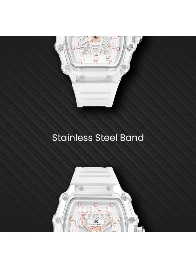 KENNETH SCOTT Men's Silicone Analog Watch K25009-SSWW - 43 mm