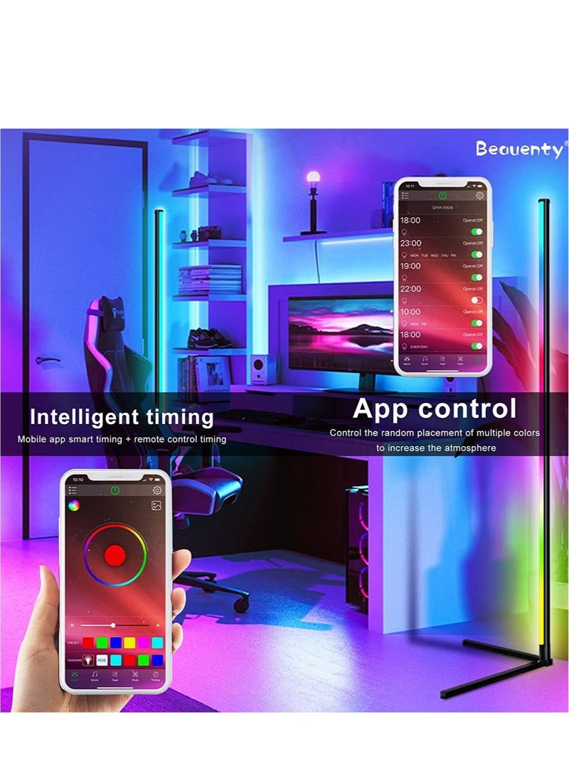 Raxoom Corner Floor Lamp, 59" Dimmable Standing Floor Light,Minimalist RGB Color Changing Led Corner Light with Music Mode,Corner Lamp with APP and Remote Control, for Living Room/Bedroom/Home Decor  - Image 4