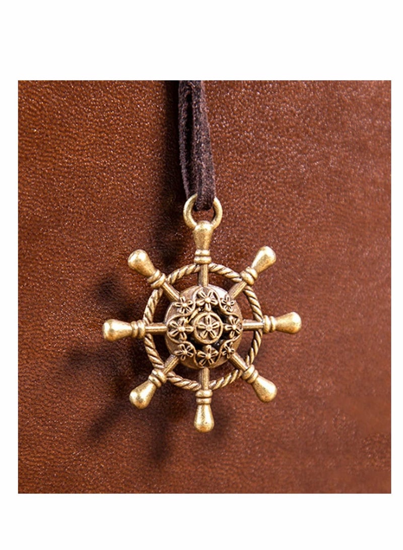 XiuWoo Leather Writing Journal Notebook, DIY Scrapbook Photo Album "Compass Adventure" Memories Unlined Paper, Retro Pendants, Classic Embossed Brown for Birthday Anniversary Wedding 60 Pages, - Image 2