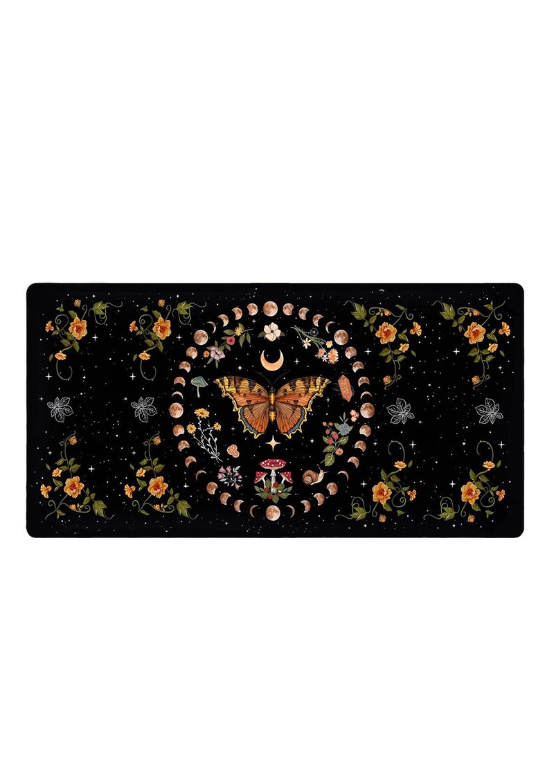 FANTECH - Large Gaming Mouse Pad Mushroom Phase Moon Phase Desk Mat, Boho Flowers and Leaves Computer Big Mouse Pad Washable Cloth Non-Slip Rubber Base Keyboard Pad Mouse Mat for Office with Stitched Edges  ( 70cm x 30cm x 2 mm ) - Image 1