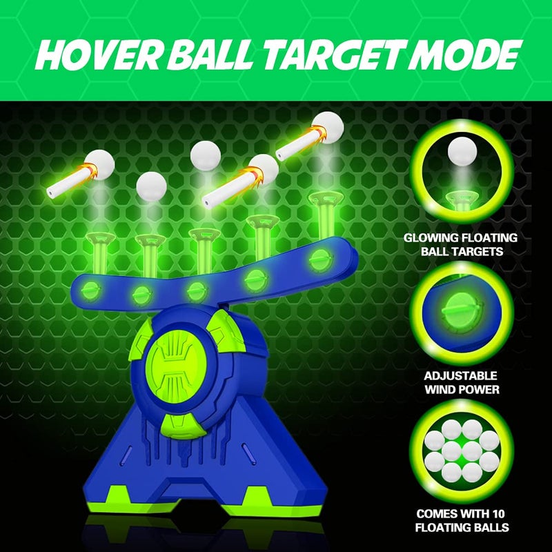 BAODLON Shooting Games Toy for Age 5, 6, 7, 8, 9, 10+ Years Old Kids, Boys - Glow in The Dark Floating Ball Target with Foam Dart Toy Gun, 10 Balls/5 Targets - Ideal Gift - Image 2
