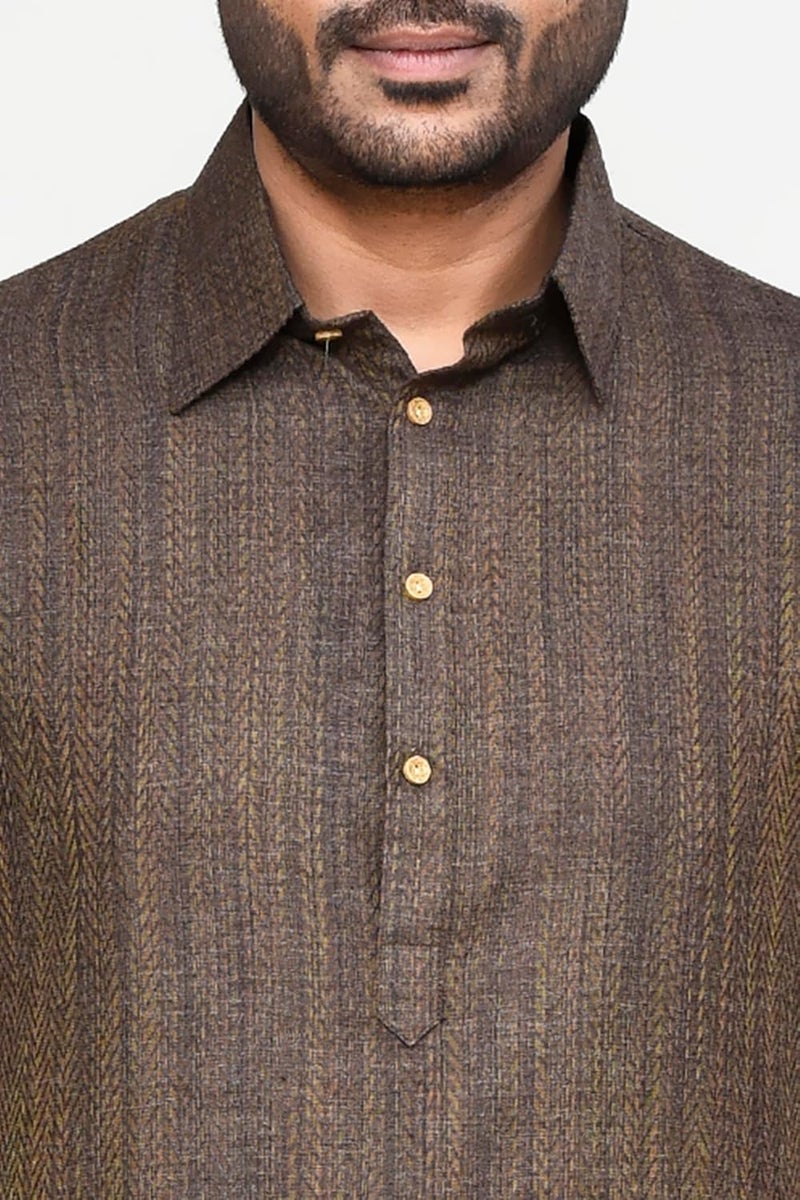 POLY2FAB Hathkargha Men's Traditional Kurta Pajama Set - Solid Pattern Ethnic Wear with Full Sleeves & Buttoned Neck - Image 5