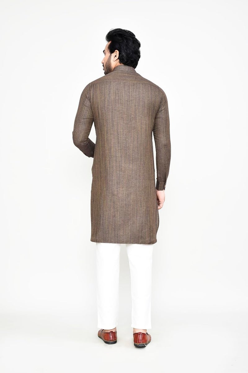 POLY2FAB Hathkargha Men's Traditional Kurta Pajama Set - Solid Pattern Ethnic Wear with Full Sleeves & Buttoned Neck - Image 2