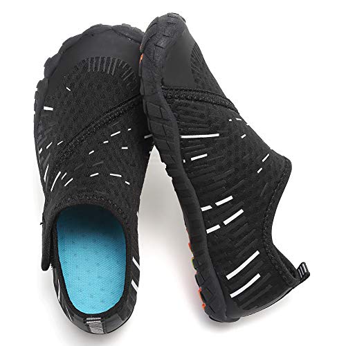 CIOR Boys & Girls Water Shoes Sports Aqua Athletic Sneakers Lightweight Sport Shoes(Toddler/Little Kid/Big Kid) U1ELJSX011-Blk.white-36 - Image 1