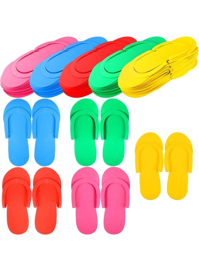 60 Pairs Disposable Pedicure Slippers Foam Flip Flops Disposable Flip Flops Multi Color Foldable Pedicure Slippers for Guests Salon Spa Hotel Women (Bright Colors)