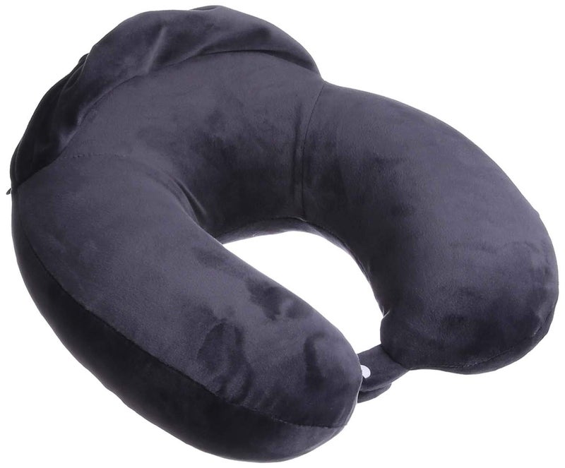 Boom Fresh Comfy Neck Support Soft Memory Foam Large Travel Neck Pillow U-Shape For Car, Travel, Office, Airplane and Gifts By Superdrive - Dark Grey - Image 1