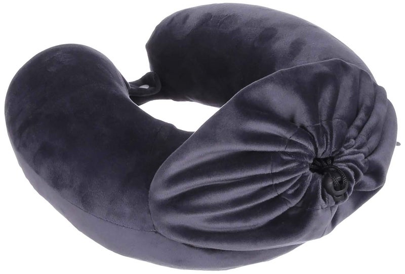 Boom Fresh Comfy Neck Support Soft Memory Foam Large Travel Neck Pillow U-Shape For Car, Travel, Office, Airplane and Gifts By Superdrive - Dark Grey - Image 2