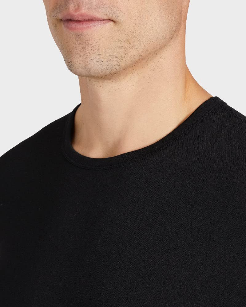 32 Degrees Men's 2-Pack Performance Lightweight Thermal Baselayer Crewneck Long Sleeve Shirt Top | Moisture Wicking | Anti Odor, Black/Black, Large - Image 4