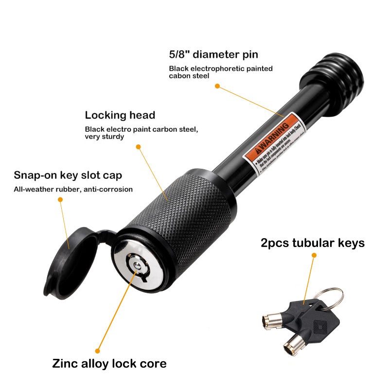 CZC AUTO Hitch Receiver Pin Lock Trailer Receiver Lock with 5/8" Pin for Class III IV 2" and 2-1/2" Receiver, for Hitch Bike Rack Tray Ball Tow Rope for Trailer Truck Car Boat (4 Pack, 5/8 inch pin) - Image 2