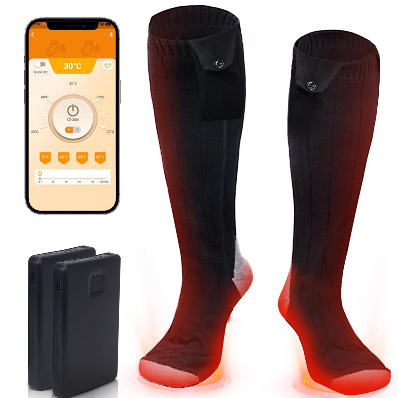 SHEEVONIX Heated Socks, Electric Heated Socks for Men Women, Electric Heated Foot Warmer, Rechargeable Heated Socks Work Up to 8 Hours, Washable Heating Socks with App Control for Winter Outdoor Skiing Hunting - Image 1