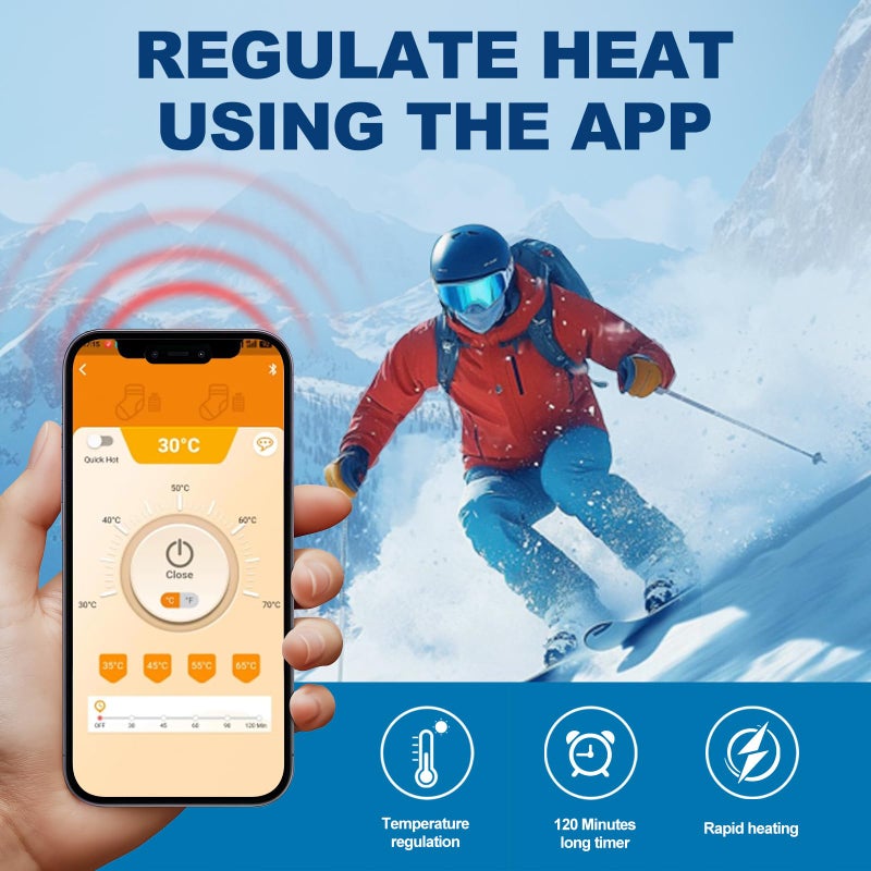 SHEEVONIX Heated Socks, Electric Heated Socks for Men Women, Electric Heated Foot Warmer, Rechargeable Heated Socks Work Up to 8 Hours, Washable Heating Socks with App Control for Winter Outdoor Skiing Hunting - Image 2
