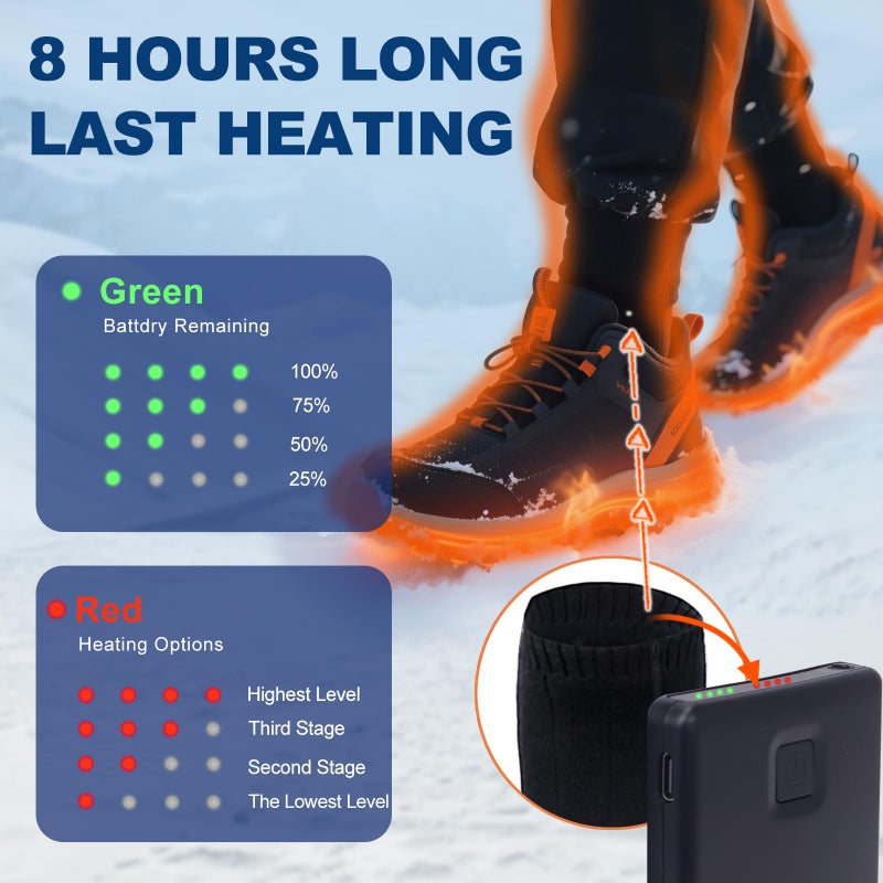 SHEEVONIX Heated Socks, Electric Heated Socks for Men Women, Electric Heated Foot Warmer, Rechargeable Heated Socks Work Up to 8 Hours, Washable Heating Socks with App Control for Winter Outdoor Skiing Hunting - Image 5