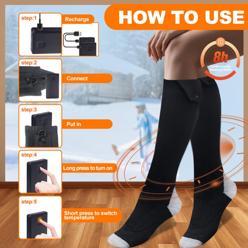 SHEEVONIX Heated Socks, Electric Heated Socks for Men Women, Electric Heated Foot Warmer, Rechargeable Heated Socks Work Up to 8 Hours, Washable Heating Socks with App Control for Winter Outdoor Skiing Hunting - Image 4
