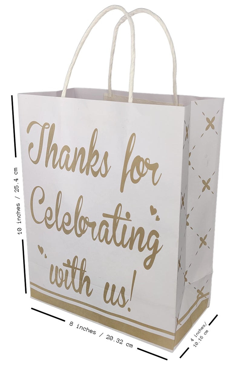 Arrow Paper Products Thank You Printed Paper Gift Bags For Return Gifts | Weddings | Birthday | Holiday Gifting & Presents (Size 17.78 X 7.62 X 22.86 Cm | Pack Of 30), White - Image 5