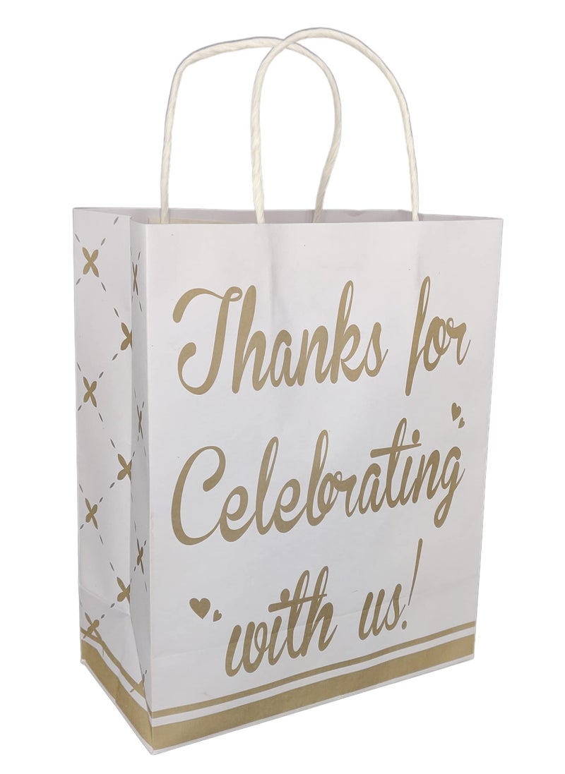 Arrow Paper Products Thank You Printed Paper Gift Bags For Return Gifts | Weddings | Birthday | Holiday Gifting & Presents (Size 17.78 X 7.62 X 22.86 Cm | Pack Of 30), White - Image 1