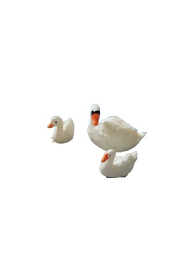Royal Fountain Resin Swan Family Figurines, White, Set of 3 Decorative Ducks, Indoor Display, Antique Style, 4-8 cm, White-Duck-Trio - Image 2