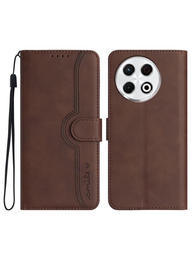 Zaboon For Tecno Spark 30 Pro 4G Heart Pattern Skin Feel Leather Phone Case(Brown) 