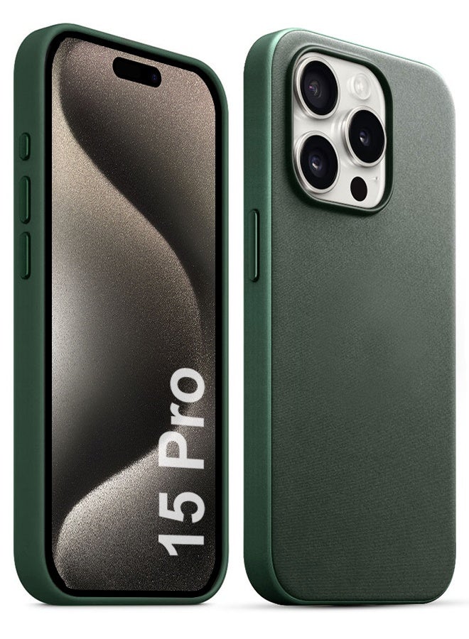MARGOUN 2 Packs For iPhone 15 Pro Case and Screen Protector FineWoven Case with MagSafe Durable and Heavy Protection Green green - Image 2