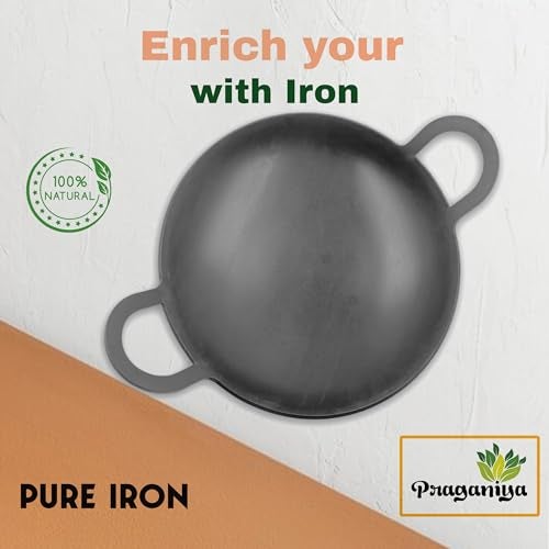 PRAGANIYA Pure Iron Laser Cut Appachatti/Appam Pan 100% Pure & Toxin-Free Super Smooth (Pre-Seasoned) (7") - Image 5