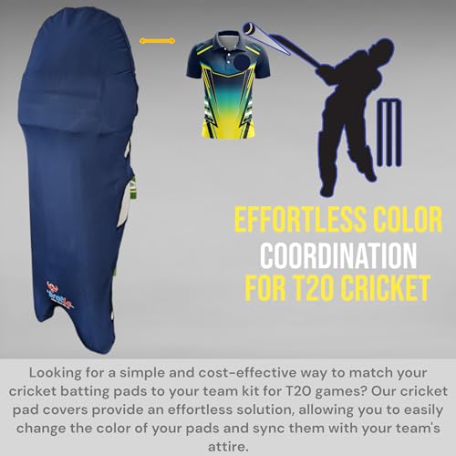 Bratla Cricket Batting Pads Covers, Navy Blue Covers for Cricket Pads for Men Batting Color Fit Neatly on Legguards Easily Put On - Image 4