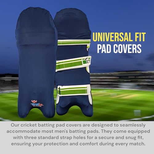 Bratla Cricket Batting Pads Covers, Navy Blue Covers for Cricket Pads for Men Batting Color Fit Neatly on Legguards Easily Put On - Image 2