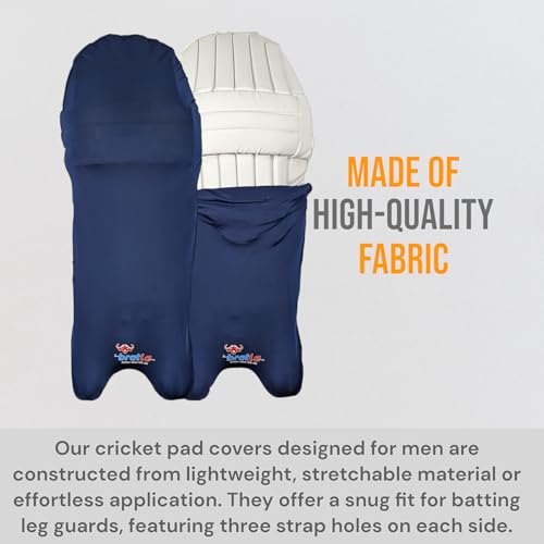 Bratla Cricket Batting Pads Covers, Navy Blue Covers for Cricket Pads for Men Batting Color Fit Neatly on Legguards Easily Put On - Image 3