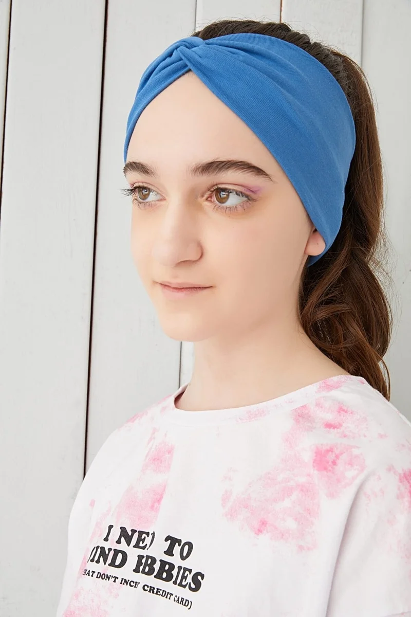 Babygiz Deep Blue Children's Youth Bandana Hair Band Extra Soft Flexible Natural 100% Combed Cotton