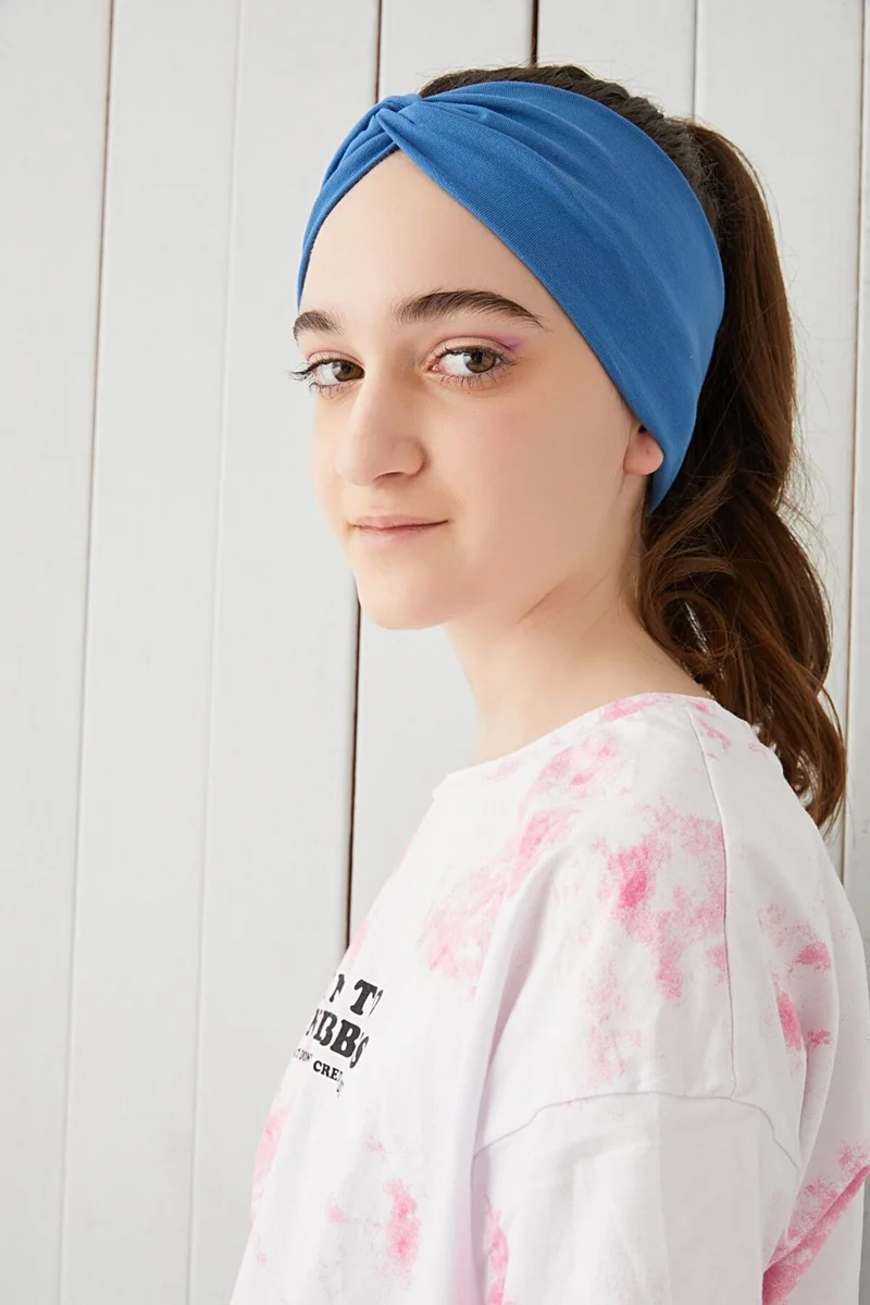Babygiz Deep Blue Children's Youth Bandana Hair Band Extra Soft Flexible Natural 100% Combed Cotton