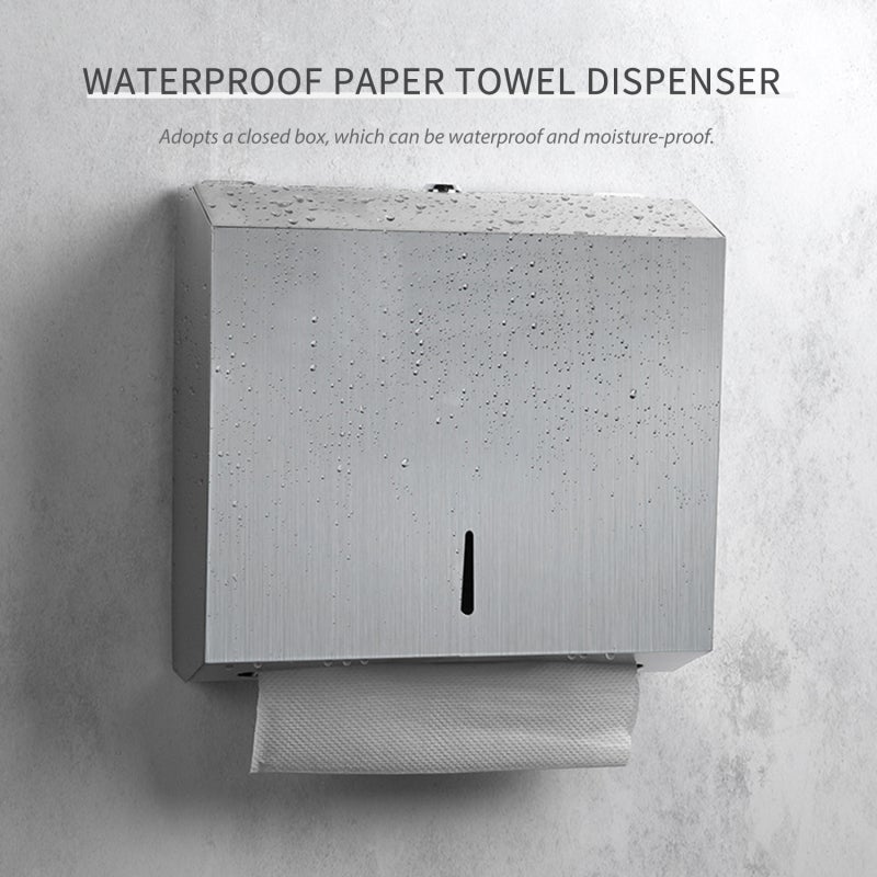 Paper Towel Dispenser Brushed 304 Stainless Steel Waterproof - Visible Window Tissue Holder for Home Kitchen Bathroom Commercial Use - Image 3