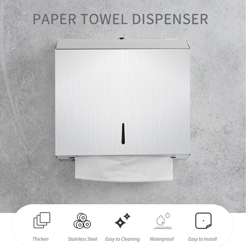 Paper Towel Dispenser Brushed 304 Stainless Steel Waterproof - Visible Window Tissue Holder for Home Kitchen Bathroom Commercial Use - Image 2