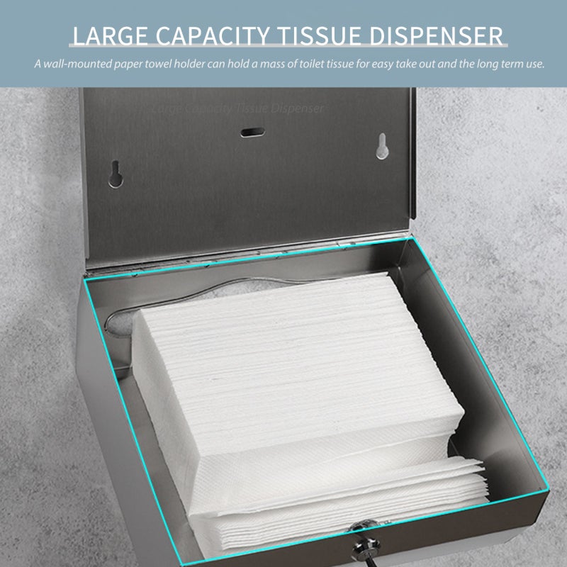 Paper Towel Dispenser Brushed 304 Stainless Steel Waterproof - Visible Window Tissue Holder for Home Kitchen Bathroom Commercial Use - Image 4