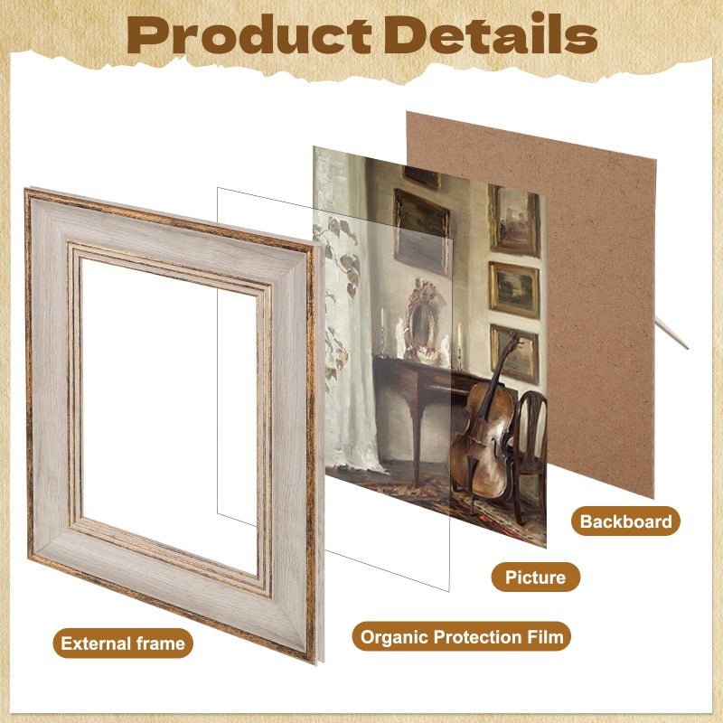 Foxtell 10 Pack Vintage Picture Frames for Wall or Tabletop Display Ornate Vintage Picture Frames Vintage Wall Art for Gallery Bedroom Living Room Antique Photo Frame for Wall DÃ©cor(Modern) - Image 3
