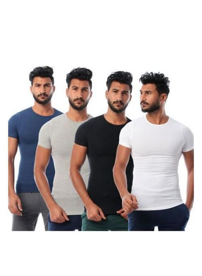 Dice - Set OF (4) Short Sleeves - Round Undershirt - For Men
