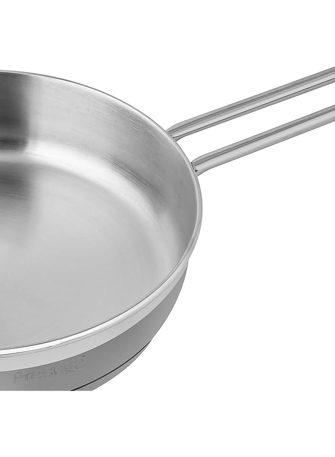 برستيج مقلاة إنفينيتي مفتوحة من الفولاذ المقاوم للصدأ مقاس 18 سم | غير لاصقة | مقبض طويل جدًا | متوافقة مع أجهزة الحث الحراري باللون الفضي - Image 5