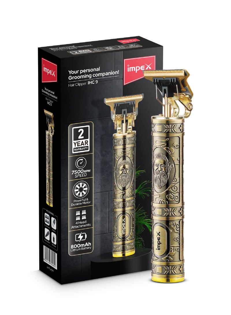 Impex Professional Hair Clipper Hair Trimmer, 800mAh Rechargeable Battery,4 Attached Clips, Zinc Alloy Body, Type C Charging Port,80 Minutes Run Time-2-Year Warranty - Image 2